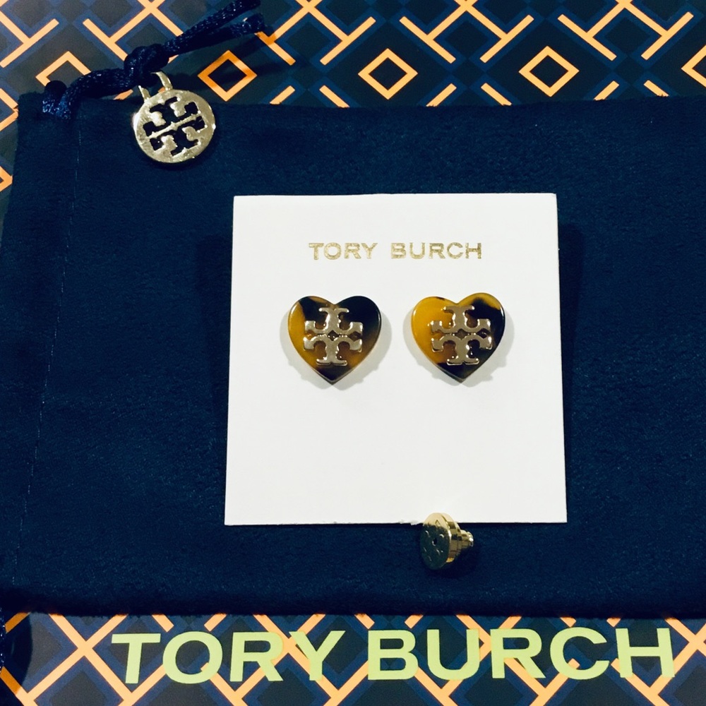 Tory Burch Heart Logo Tortoise Earrings - Picture 4 of 5